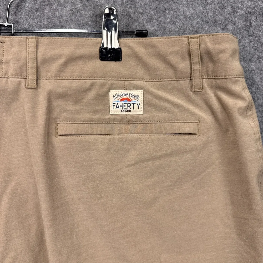 Faherty All Day Shorts Mens Khaki Tan Hybrid Boardshorts Stretch Quick Dry‎ 38